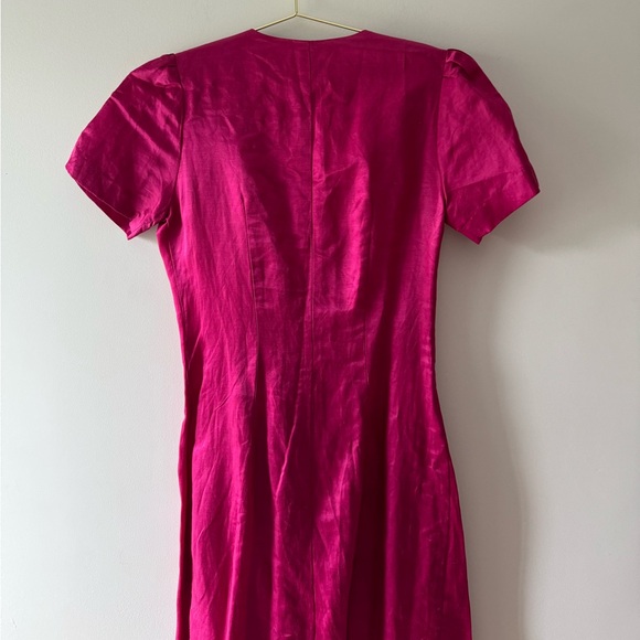 HORSES ATELIER Hot Pink Linen Midi Wrap Dress - Picture 7 of 9